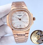Swiss Quality Patek Philippe Nautilus 8215 Movement Watch Diamond Bezel Rose Gold